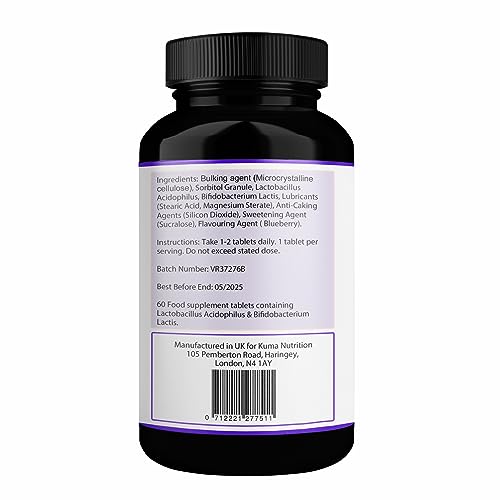 Powerful Pro Bio Cultures - Prebiotics & Probiotics Complex - Chewable Blueberry Gummy Tablets - 8 Billion CFU - Natural Organic Formula - 60 Gummies