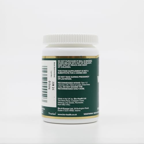 Bio-health Bio-Health Wormwood Herb 250mg Pure Herbal Food Supplement for General Health, Detoxifying, Supports Digestive Health and Appetite, Suitable for Vegetarians and Vegans, Additive Free 60 Capsules