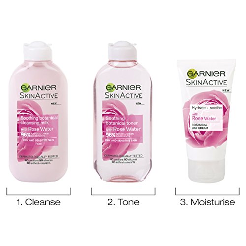 Garnier Natural Rose Water Cleansing Milk Sensitive Skin 200ml (Packaging may vary)