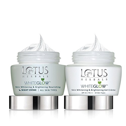 Lotus Herbals WhiteGlow Skin Whitening & Brightening Nourishing Day and Night Gel Cream Set (120g Pack of 2)