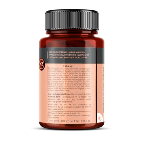 Pureclinica Double Strength Premium Fadogia Agrestis - 2500mg x 180 Capsules - 6 Months Supply