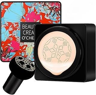 Generic Mushroom Head Air Cushion CC Cream, Natural – Full Coverage Foundation & Moisturizing Concealer, Long-Lasting BB Cream Makeup Base with Mushroom Sponge Applicator