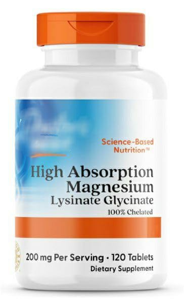 Generic Magnesium Glycinate Lysinate 200mg, Non-GMO, Gluten & Soy Free, 120 Vegan Tablets