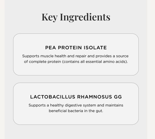 JSHealth Vegan Pea Protein Powder with Probiotics - Vanilla Bean Flavor - Gluten Free, Non GMO, Plant Based Protein Drink Mix, 300g