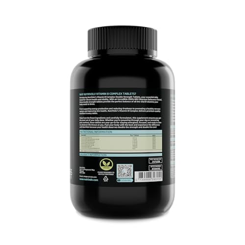 Vitamin B Complex | 365 Vegan Tablets (1 Year Supply) | Vitamin B1, B2, B3, B5, B6, B7 (Biotin), B9 (Folic Acid) & B12 | Reduction of Tiredness, Energy & Immune Support | Made in The UK | by NutriVolv