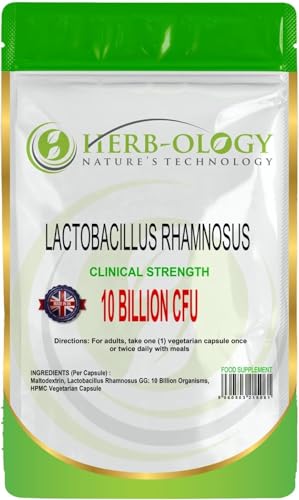 Herb-Ology Lactobacillus Rhamnosus | High Strength Vegetarian Capsules, 10 Billion CFU | Probiotic Tablets | Non-GMO, Suitable for Vegans & Manufactured in The UK (30 Capsules)