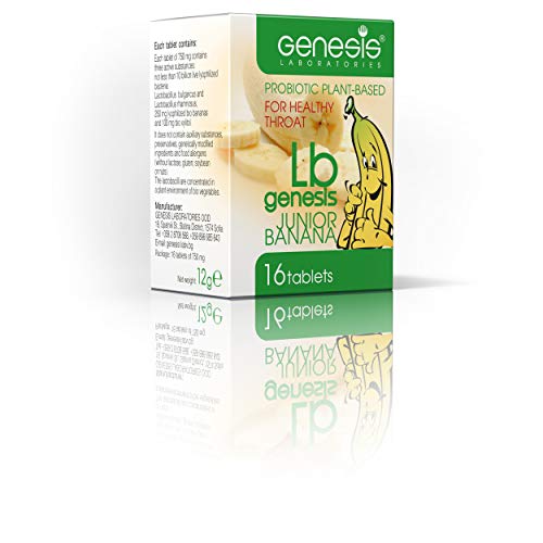 Genesis LABORATORIES Genesis LB Junior Kids Probiotic Chewable Tablets - Banana Flavour with Xylitol, 16 Tablets for Children’s Digestive Health