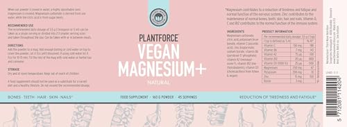 Plantforce Vegan Magnesium+ Natural 160G Powder - 45 Servings
