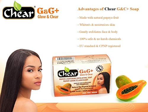 G&C+ Papaya Skin Lightening Brightening Exfoliating Soap 150g - with natural bio vegetal activator