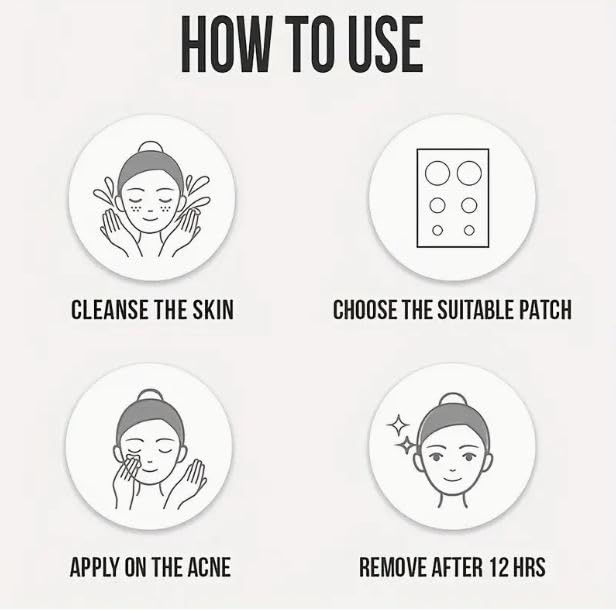 Generic 360 Non-Toxic Acne Patches with Tea Tree Oil and Salicylic Acid - Great for Daytime and Night time Use, Invisible, Waterproof, Suitable for All Skin Types