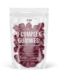 B Complex Gummies - Potent Formula Contains 5 Essential B Vitamins & Vitamin C, Strawberry Flavour - Halal, Non GMO - 60 Vegan Fruity Gummies.
