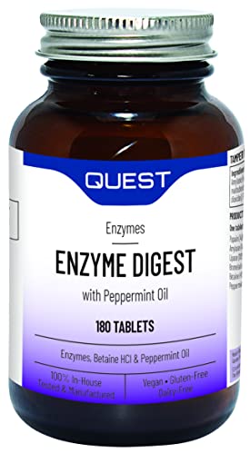 Quest Enzyme Digest with Peppermint Oil 180 Tablets. Potent Blend for Enhanced Nutrient Absorption & Comfort! (1 Pack x 180)