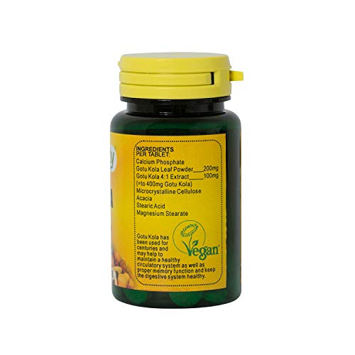 Veganicity Gotu Kola 600mg : Women's Health Herbal Supplement - 60 Tablets, in a Planet-Friendly 99% Recycled Pot