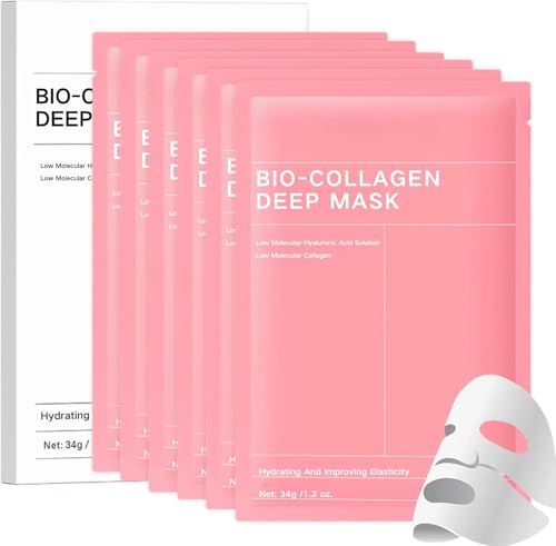 ZYNWEAI Collagen Face Mask, Hydrating FaceMask, Bio Mask Overnight, Real Deep Overnight Masks, Anti-Anging Elasticity & Smooth Skin CollagenMask Korean Face Masks Skincare, 4Pcs