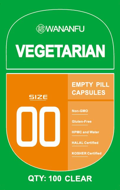 wananfu WANANFU Size 00 Empty Capsules Vegetarian (100 Count) Bundle with Micro Lab Spoon with Powder Tamper, Compatible with Capsule Filling Machine