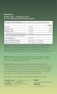 PureVantis L-Tryptophan Sleep Complex Supplement – 90 Capsules | with Botanicals & Vitamin B6 for Restful Sleep & Relaxation, UK Made