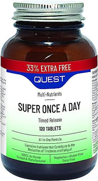 Quest Super Once A Day Multivitamin & Minerals Tablets. 17 Vitamins & 12 Minerals With Vitamin A, B, C, D, Iron & Zinc For Men & Women. For Optimal Health, Reduces Fatigue & Immunity (120 Tablets)