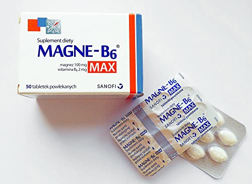 MAGNE B6 MAX - 50 Capsules - is a Dietary Supplement containing in its Composition Magnesium and Vitamin B6, for People Suffering Weakness, Fatigue, Twitching eyelids and Muscle spasms