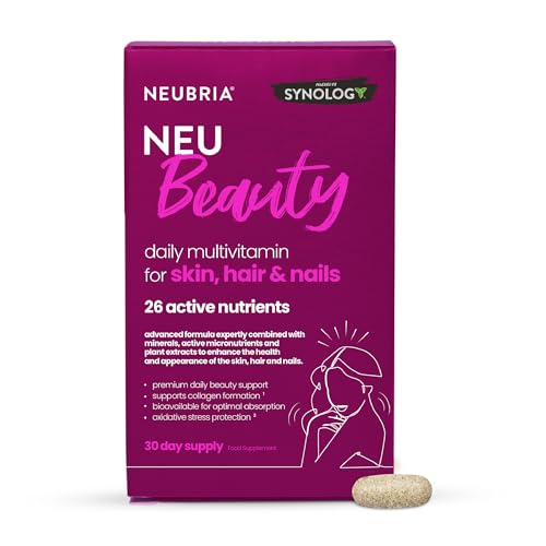 NEUBRIA NEU Beauty Multivitamin & Collagen for Skin, Hair & Nails – Botanicals, Biotin, & Antioxidants – Supports Anti-Ageing, Hydration & Elasticity, Wrinkles, Hair Growth Supplement – 30 Tablets