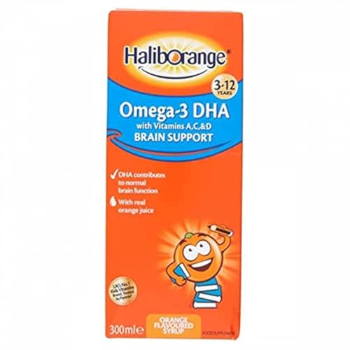Haliborange Omega-3 DHA Syrup with Vitamins A, C & D | 300ml | Supports Brain, Eye, Bone & Immune Health for Children
