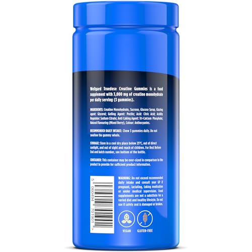 Wellgard Truedose Creatine Gummies - Vegan, 3000mg Creatine Monohydrate, Increases Physical Performance, 90 Gummies
