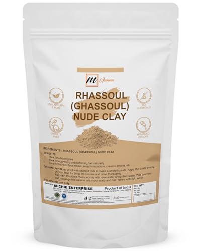 mGanna 100% Natural Rhassoul Clay Powder (Indian Origin) for Anti-Ageing & Skin firming, Hair Masks, Scrubs, Creams and Soap Making 0.5 LBS / 227 GMS (Red)