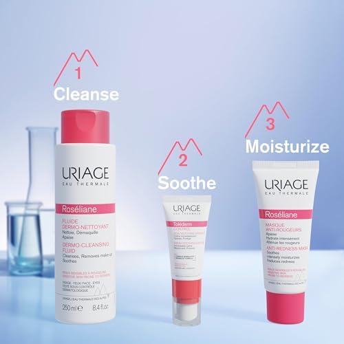 Uriage Roséliane Anti-Redness Face Mask 40ml - Soothes Sensitive Skin Prone to Redness - Creamy Moisturizing Mask With Ginseng - Long-Lasting Comfort - Floral Scent - Non-Comedogenic