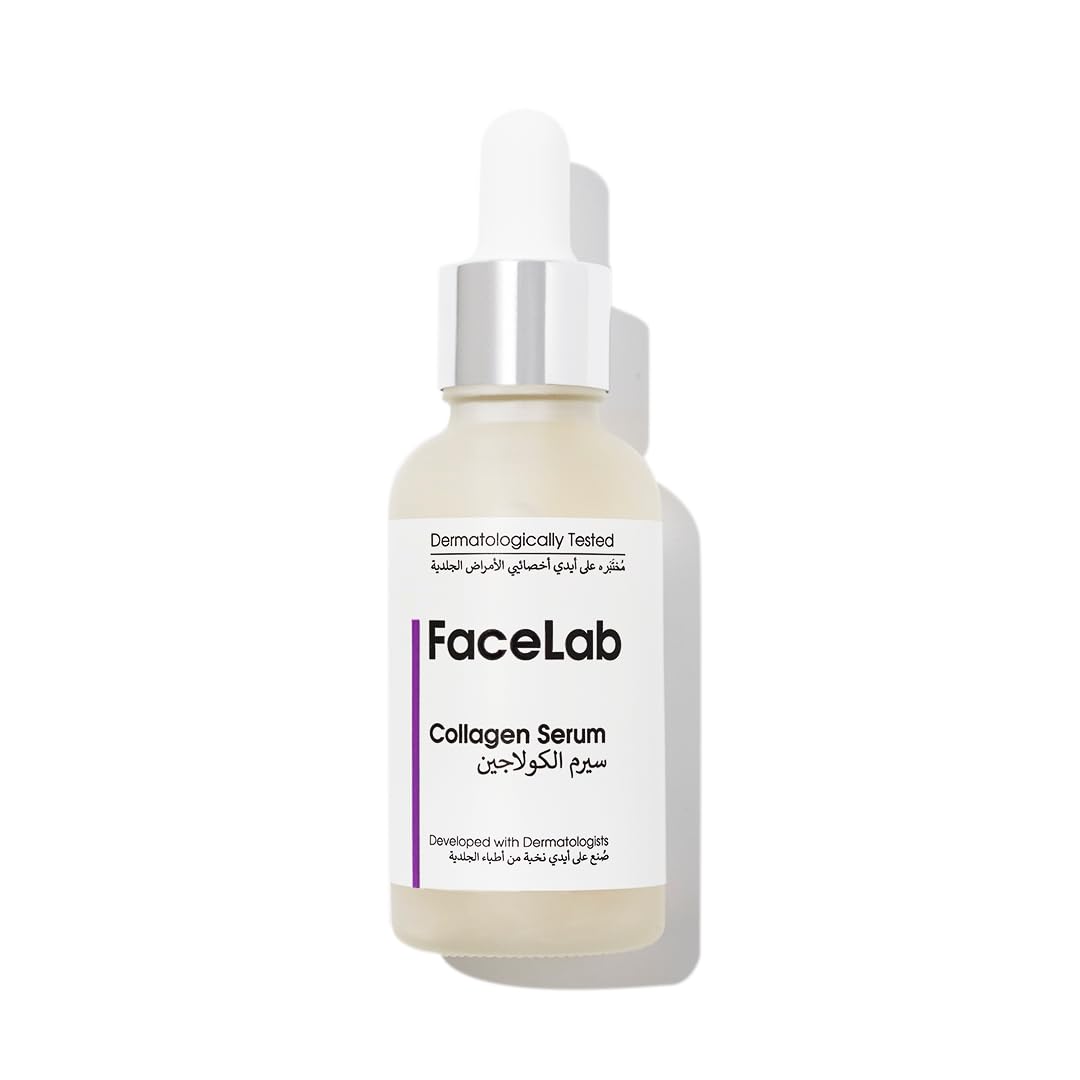 FaceLab Collagen Serum, Anti-Aging Formula, Reduces Wrinkles and Sagging, Moisturises and Softens Skin, Antioxidant Protection, for All Skin Types, 30ml