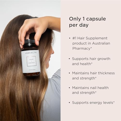 JSHealth Vitamins Hair and Energy Formula Hair Growth Vitamins | Hair Vitamins for Women and Men | Zinc, 60.0 Count