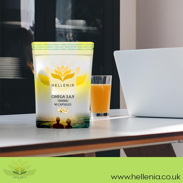Hellenia Omega 3,6 & 9 Complex | 1000mg - 90 Softgel Capsules | High Strength | UK Manufactured