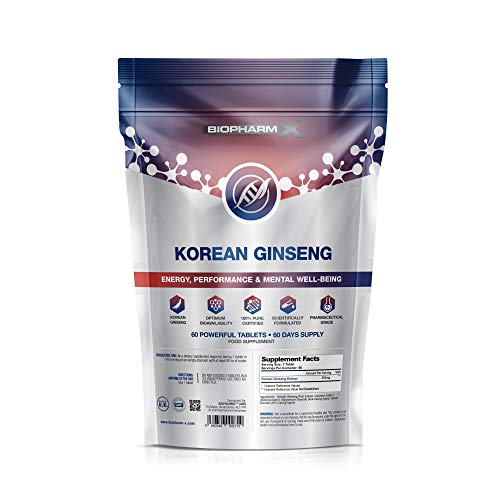 Korean Panax Ginseng 10,000mg (60 Tablets) Strongest Legal Ginseng Extract 100% Pure Certified