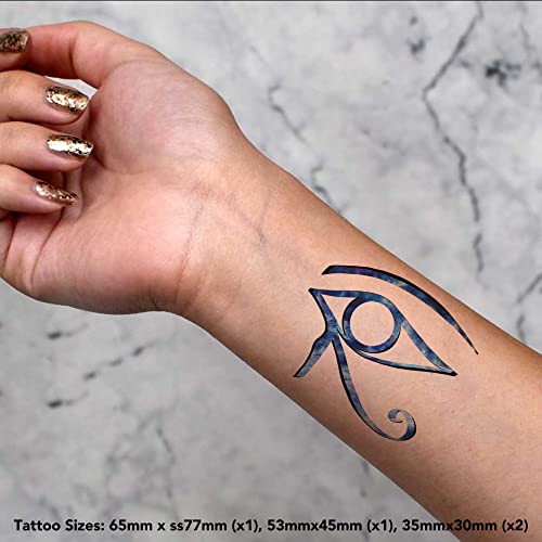 Azeeda 4 x 'Eye of Horus' Temporary Tattoos - Water Resistant, Skin-Safe, Non-Toxic Transfers, Mixed Sizes (TO00059896)