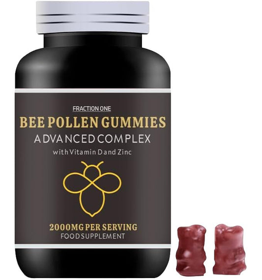 Fraction One Bee Pollen Gummies - 120 Gummies - 4 months Supply - 2000mg Bee Propolis with 100% NRV Vitamin D & Zinc per serving - Immune Boosting - Digestive Aid - Anti-inflammatory - Antiviral & Antibacterial