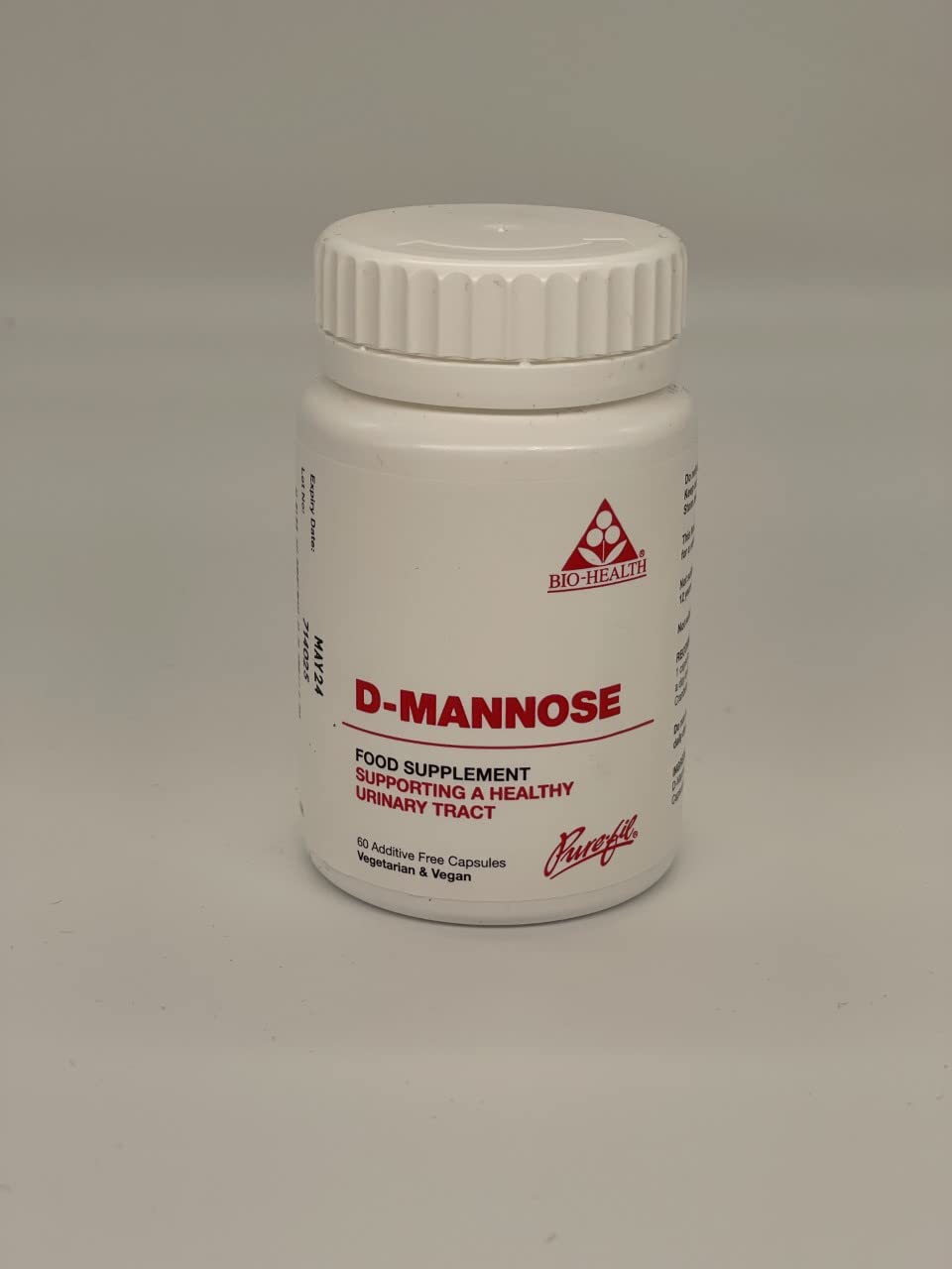 Bio-health Bio-Health D-Mannose Food Supplement for Supporting a Healthy Urinary Tract, Suitable for Vegan and Vegetarians, Additive Free, 60 Capsules