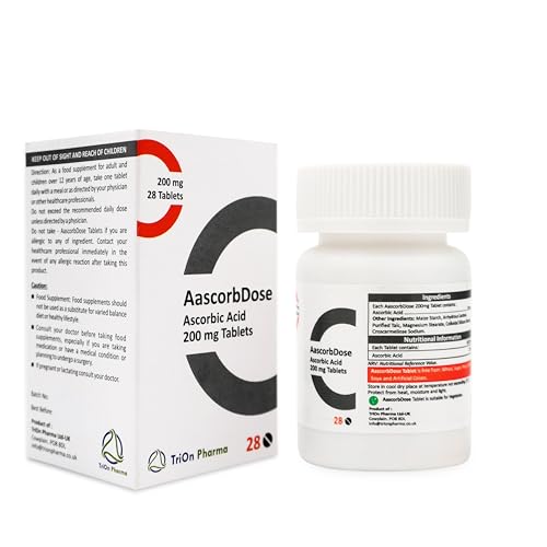 Generic Vitamin C Ascorbic Acid 200mg Tablets, Pack of 28 Tablets