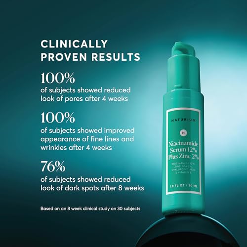 Naturium Niacinamide Face Serum 12% Plus Zinc 2%, Skin Complexion Treatment & Pore Minimizer, with Hyaluronic Acid & Vitamin E | 1.0 FL OZ / 30 ML