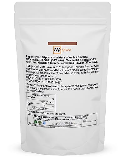 mGanna 100% Natural Triphala Powder for Glowing Skin and Health Care 227 GMS / 0.5 LBS