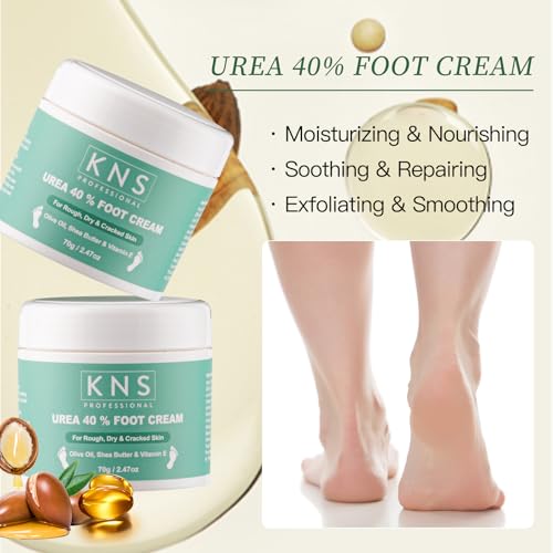 KNS PROFESSIONAL KNS 40% Urea Foot Cream - Olive Oil, Shea Butter for cracked heels and dry skin - Clinically Tested, Suitable for Diabetics
