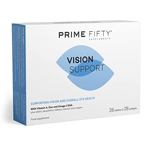 FutureYou Cambridge Prime Fifty Vision Support Eye Vitamins – Lutein & Zeaxanthin Supplement with Vitamin A, Zinc & Omega 3 DHA – Eye Care Lutein Supplement to Support Vision for Over 50s