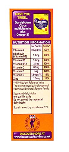 Bassett's Bassetts Oil Orange and Passion Fruit Flavour 12-18 Years Evening Primrose Soft and Chewy Multivitamins - Pack of 2, Total 60