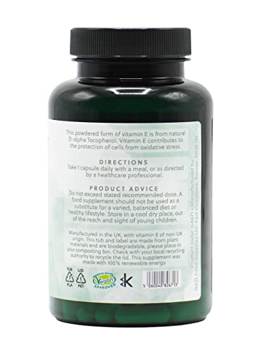 Vitamin E Capsules | 400iu (268mg) Vitamin E per Capsule | 120 Vegan Capsules | G&G Vitamins