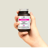 WILD NUTRITION Food-Grown® Skin Hair & Nails | Vitamin C to Promote Collagen Formation | No Added Fillers or Binders | Contains Zinc, Vitamin E, Biotin | 60 Capsules