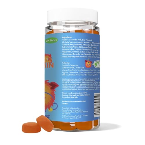 SynBio Kids Multivitamin Gummies | Daily Vitamins for Children Aged 3-12 | with Vitamin C, D, Zinc & More | Gelatin Free, Vegetarian, Halal & Kosher | 60 Tasty Orange Flavour Gummies