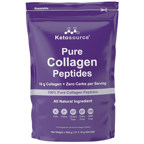 Pure Collagen Peptides | Keto Collagen Powder | Easy Mixing & No Clumping | Zero Aftertaste | 100% Pure Hydrolyzed Collagen with Bovine Collagen | 100% Transparency 3rd Party Lab Testing | Ketosource®