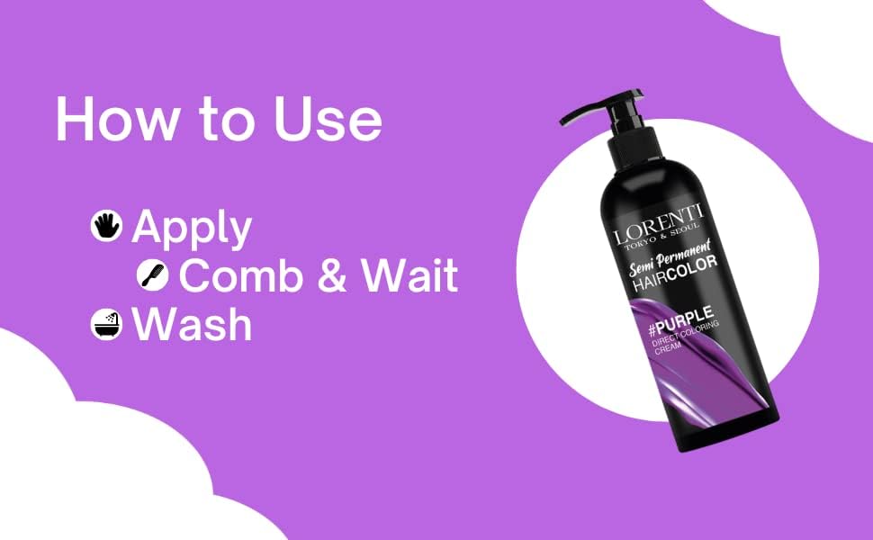 Lorenti Semi Permanent Direct Coloring Cream | Long Lasting Hair Colour Result | Purple 250ml