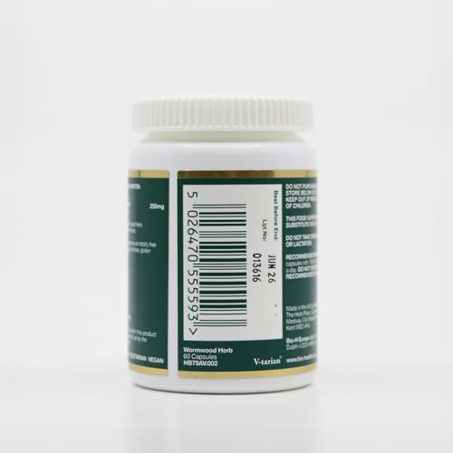 Bio-health Bio-Health Wormwood Herb 250mg Pure Herbal Food Supplement for General Health, Detoxifying, Supports Digestive Health and Appetite, Suitable for Vegetarians and Vegans, Additive Free 60 Capsules