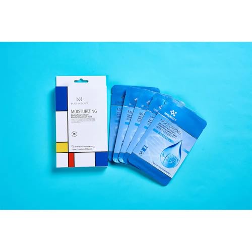 MARINECOS Collagen Face Masks – Hydrating, Anti-Aging, Firming Masks for Glowing Skin – Deep Moisture with Marine Collagen – 5 Pack