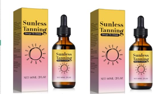 Guegine 2 PCS Tanning Drops Drink,Oral Tanning Drops,Promotes Melanin Production,Enhances Natural Skin Tone,Suitable for All Skin Types (60ml)