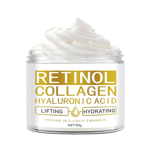 Retinol Face Cream with Hyaluronic Acid, Collagen & Vitamins B5, C, E – Anti Wrinkle & Anti Ageing Moisturiser – Dark Spot Corrector Facial Care
