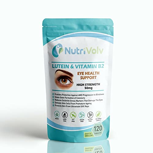 Pure Eye Support Tablets with Lutein and Vitamin B2 â 50mg Easy to Swallow Pills for Better Vision and Eyecare â Pack of 120 Vegan Eye Supplements for Men and Women